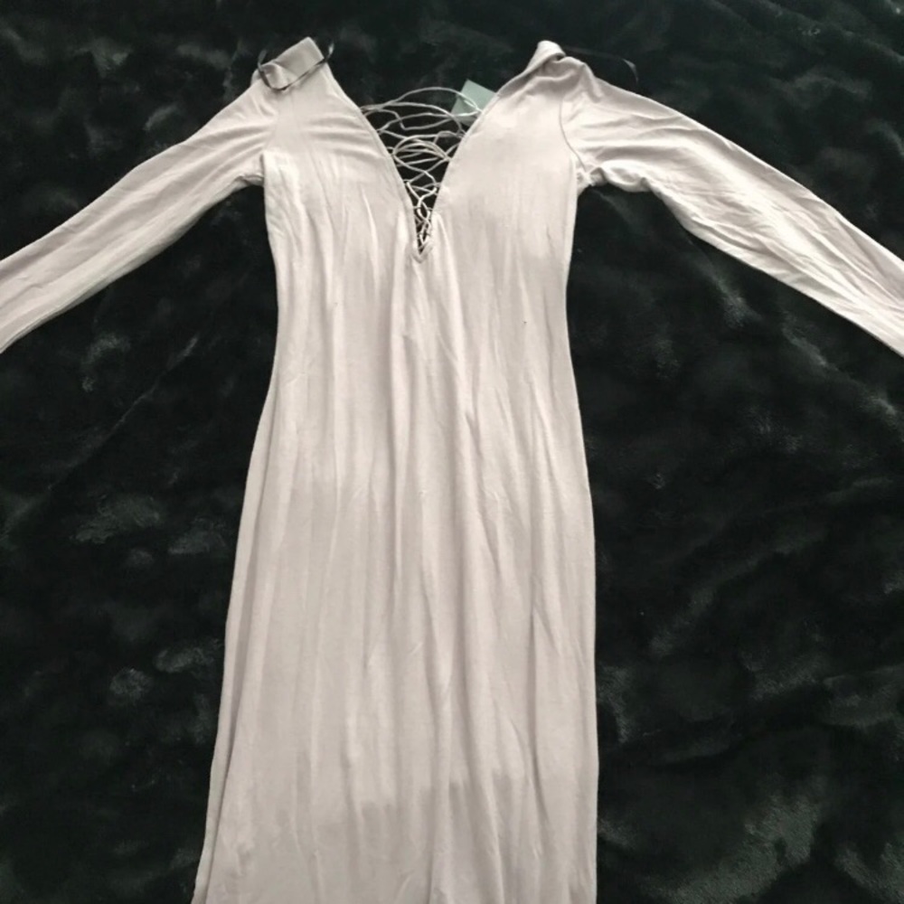 Tie-up lavender bodycon dress